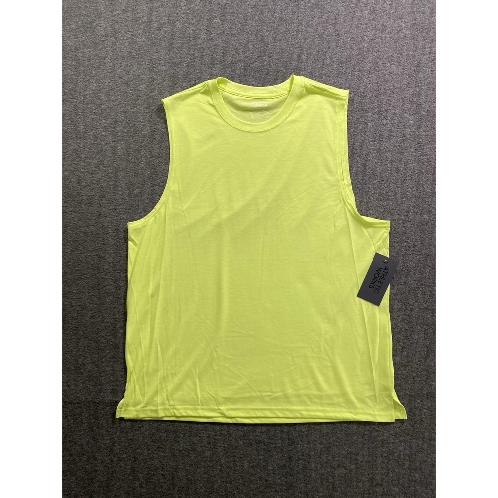 Athletic Works Men's Sleeveless Performance Athletic Tank Neon Green L -NWT